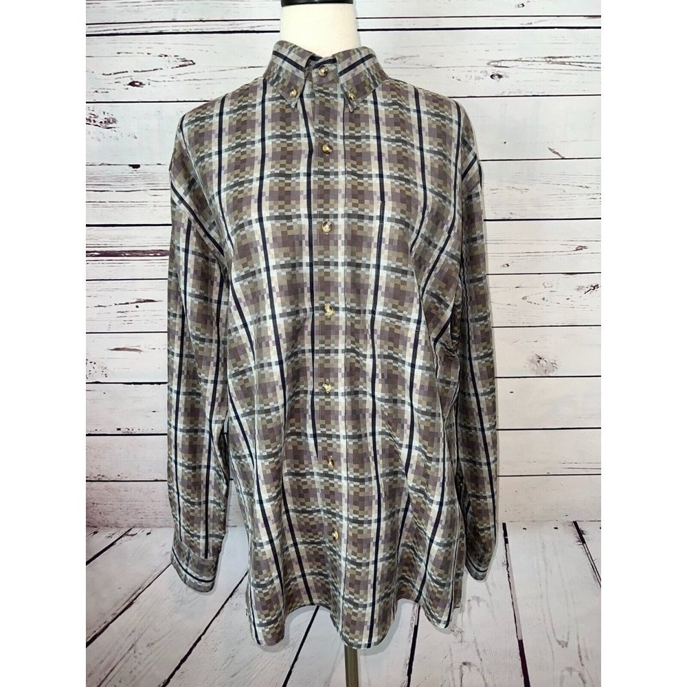 Pintlar Western Shirt Long Sleeve Button Front Large Cowboy Rodeo Colorful Plaid